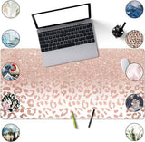 Desk Mat XXL Mouse Pad, Pink Rose Gold Leopard Print Office Supplies and Accessories Decor for Women 31.5X15.75In,Stitched Edges Smooth Non-Slip Rubber Bottom, Large Pad