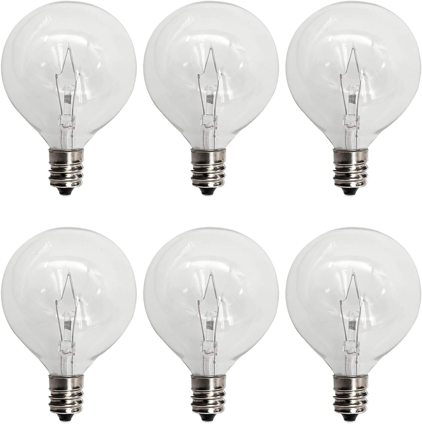 G50 wax warmer bulbs 25W | Scentsy light bulbs replacement | E12 candelabra wax bulbs | G16.5 globe light bulbs | Wax melt warmer bulbs 6 pack | Candle wax warmer bulbs | Clear 25 watt warmer bulbs | Long life Scentsy bulbs