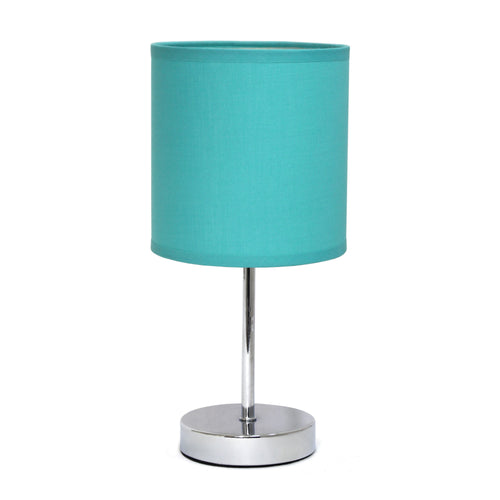 11.81" Basic Chrome Mini Table Lamp with Fabric Shade, Blue